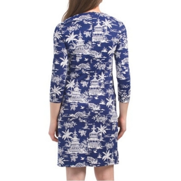 J. McLaughlin Sophia Tongsai Palm Resort Stretchy Dress. Size L - Picture 2 of 8